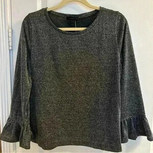 NWT J.Crew Women's Sparkle Bell Sleeve Tee in Charcoal Gray Size Large